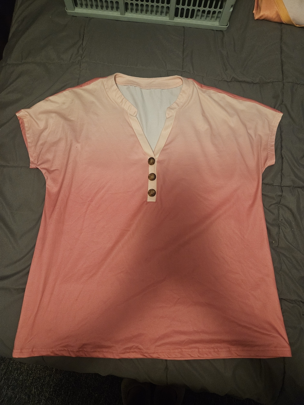 Women's Ombre Pink Half Button-Front Top